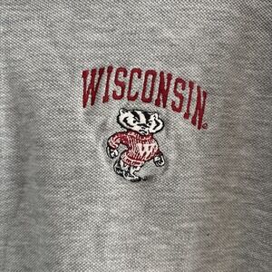 Vintage Gear For Sports UW Wisconsin Badgers Men's Large Grey Polo Shirt‎ Mascot